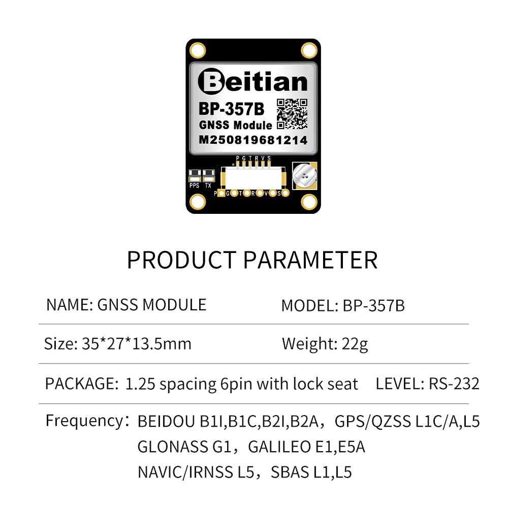 Beitian four-mode dual-frequency GNSS module high-precision RTK single Beidou GPS positioning multi-channel BP-280 357 Beitian four-mode dual-frequency GNSS module high-precision RTK single Beidou GPS positioning multi-channel BP-280 357